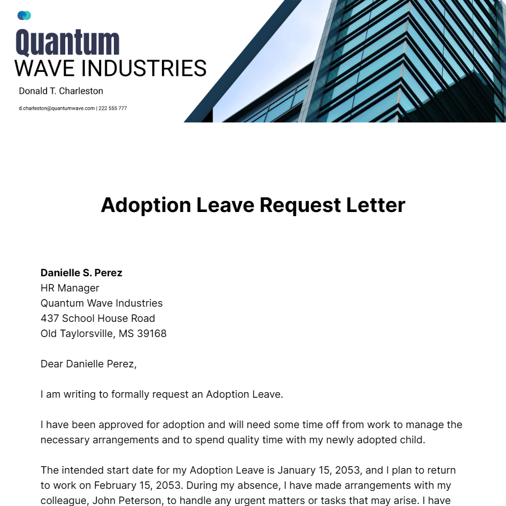 Adoption Leave Request Letter Template