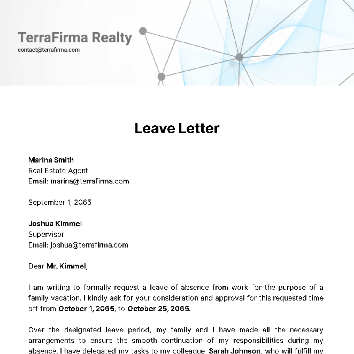 Leave Letter Template