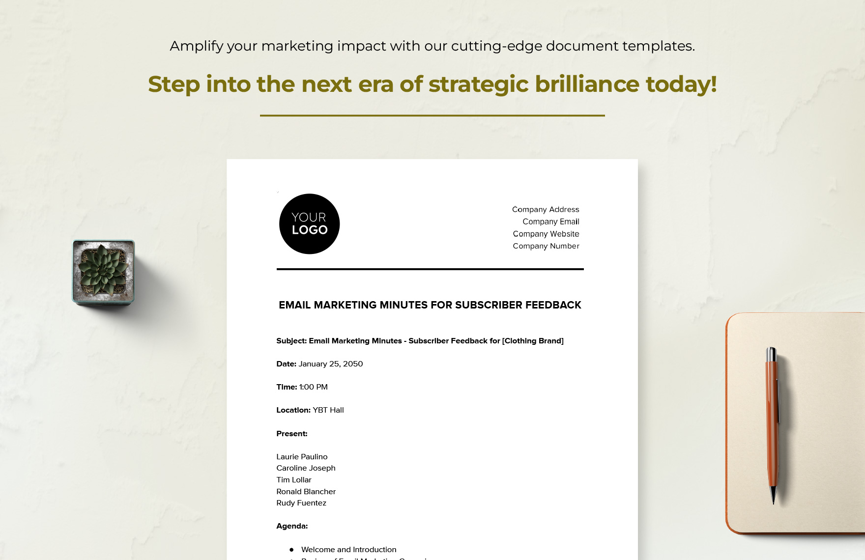 Email Marketing Minutes for Subscriber Feedback Template