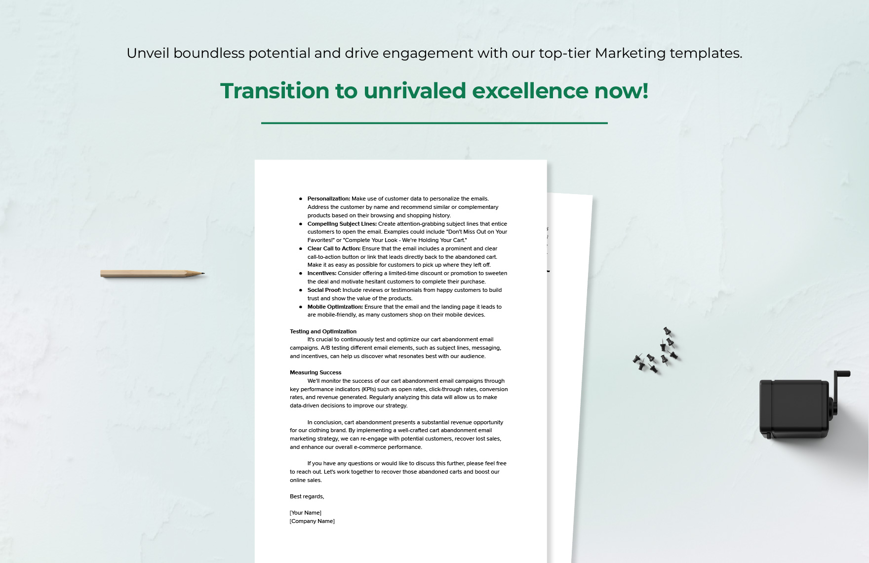 Email Marketing Cart Abandonment Memo Template