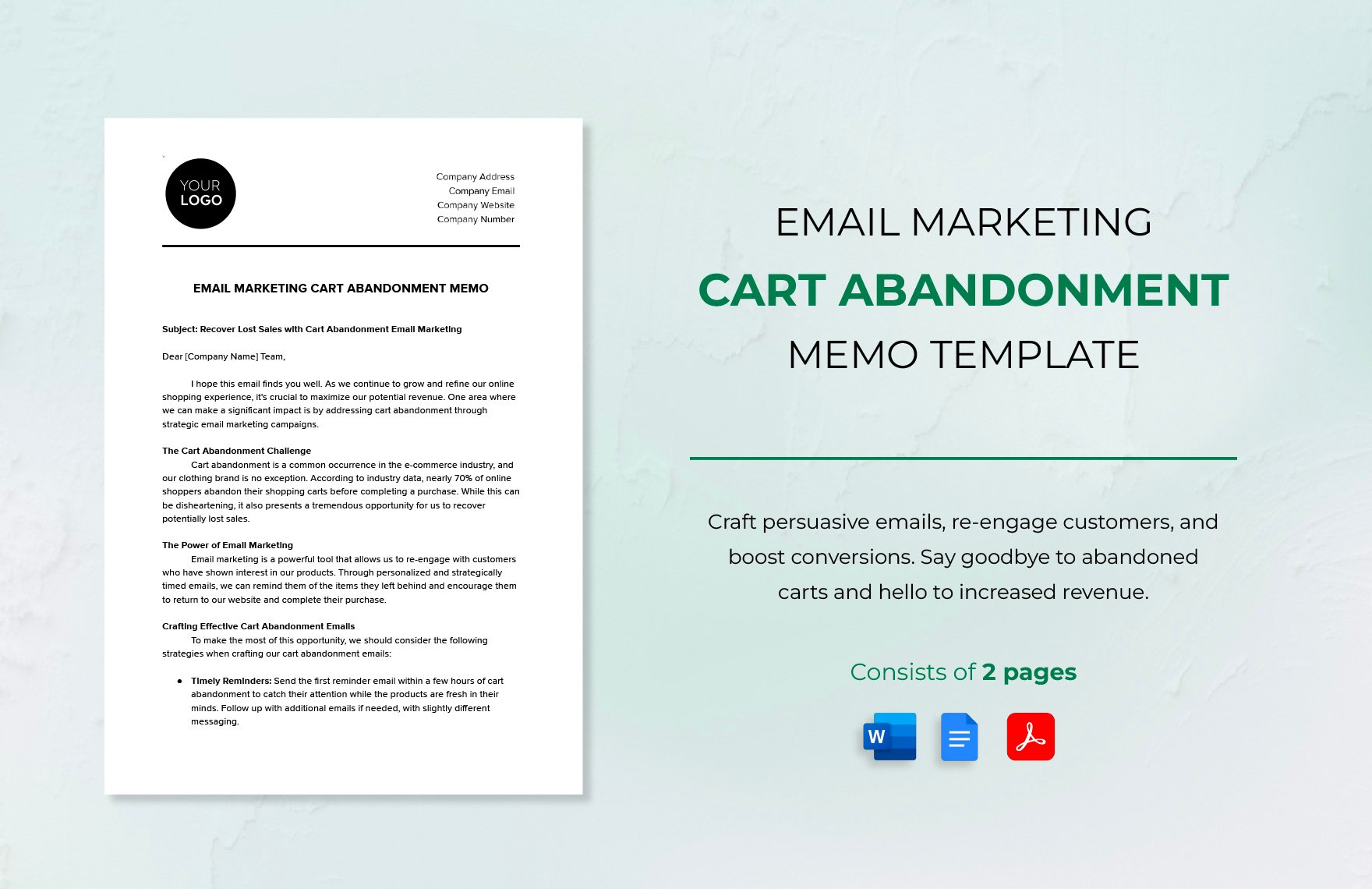 Email Marketing Cart Abandonment Memo Template