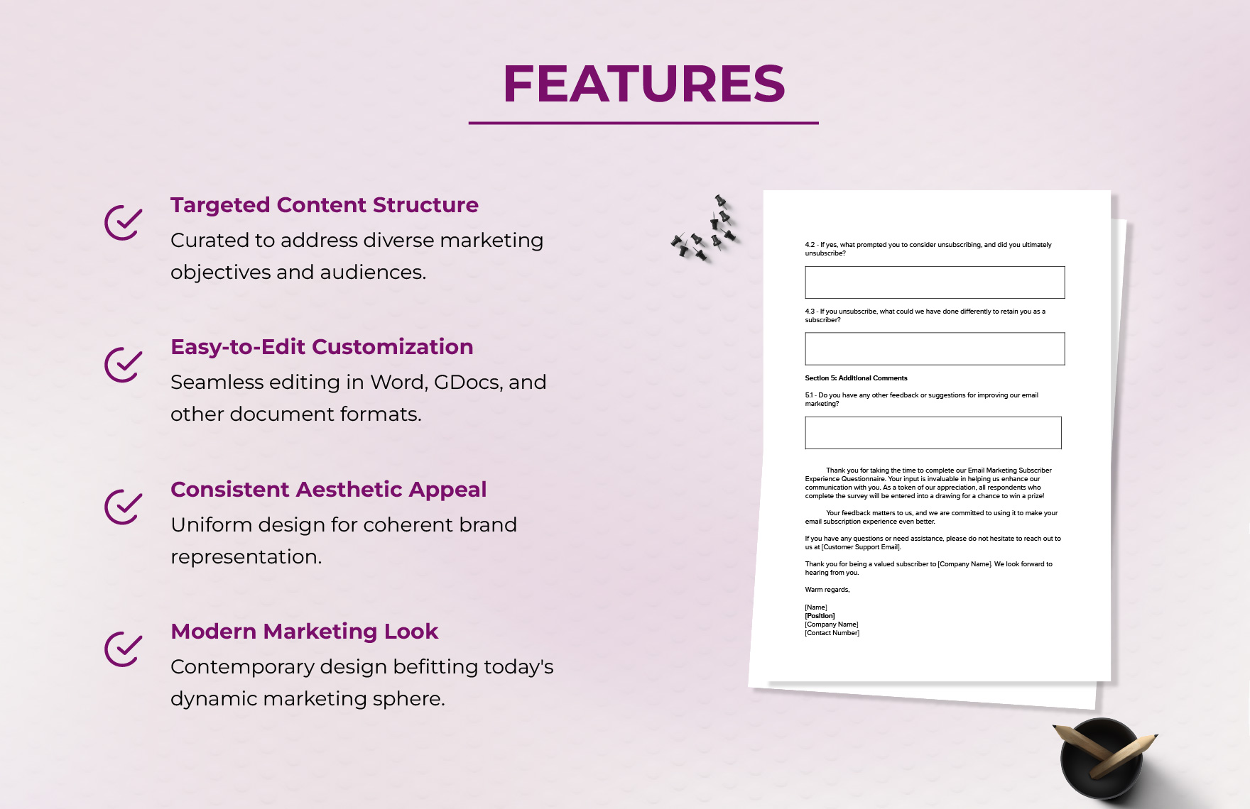 Email Marketing Subscriber Experience Questionnaire Template
