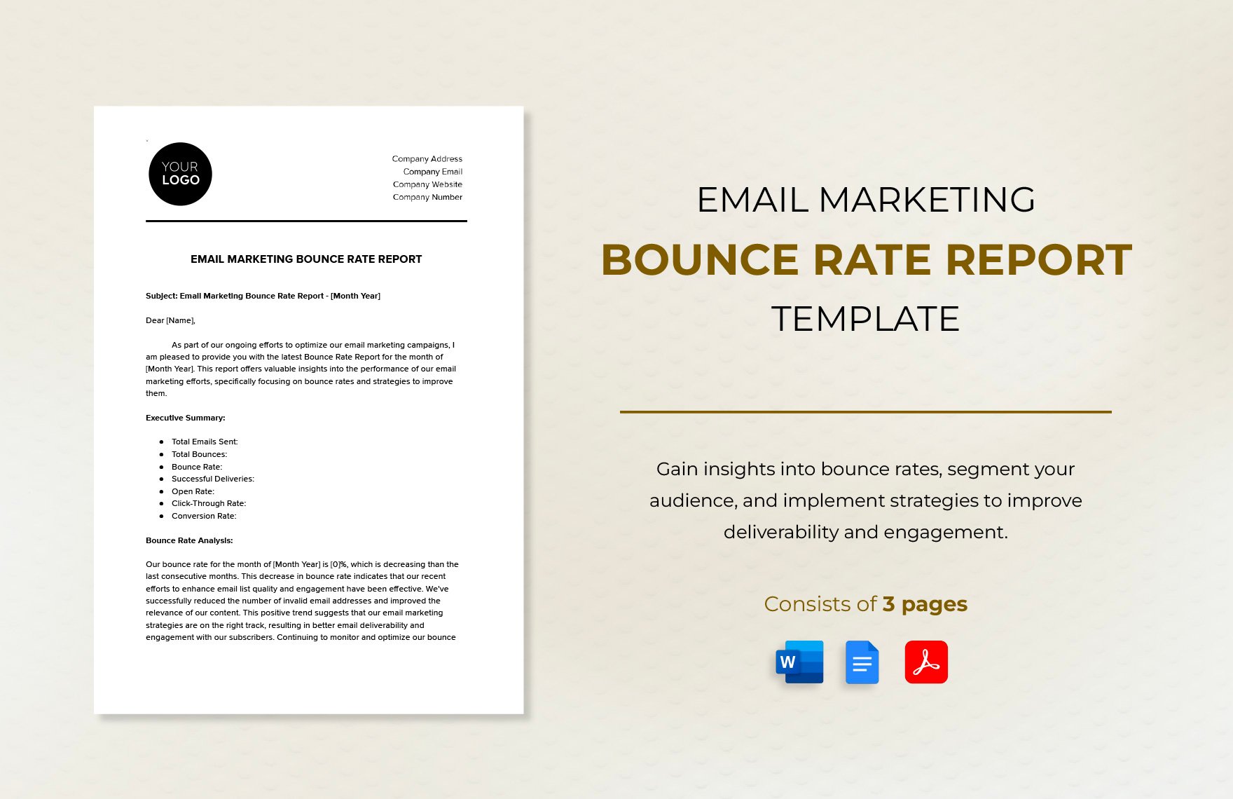 Email Marketing Bounce Rate Report Template
