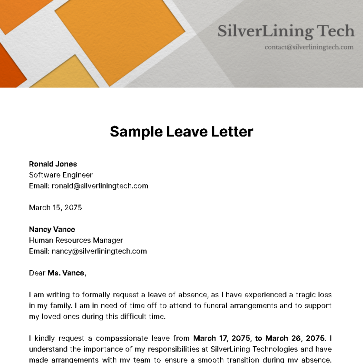 Sample Leave Letter Template