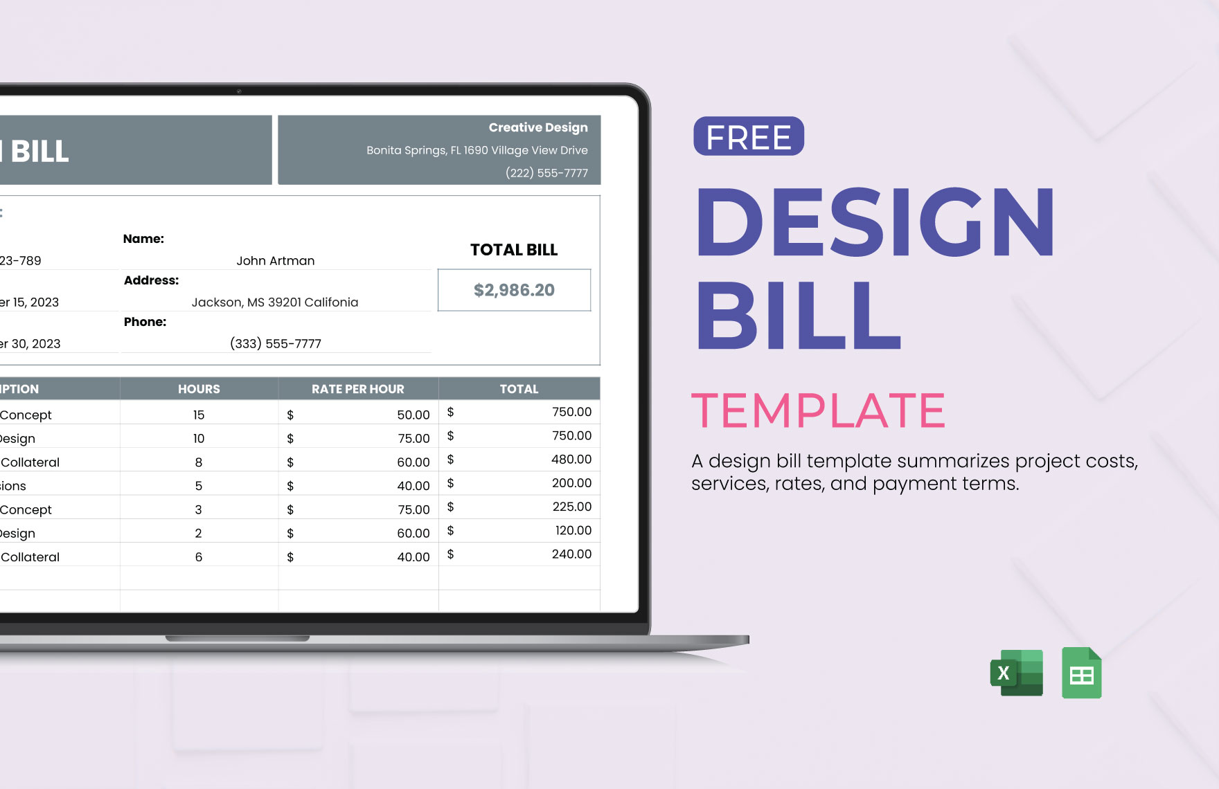 Design Bill Template