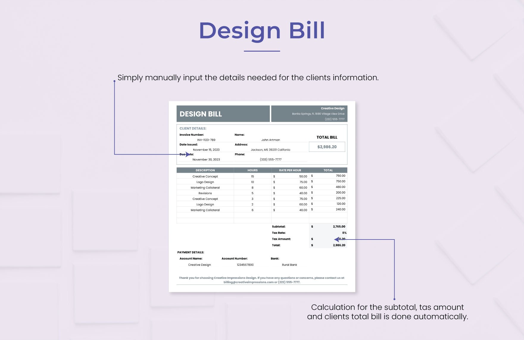 Design Bill Template