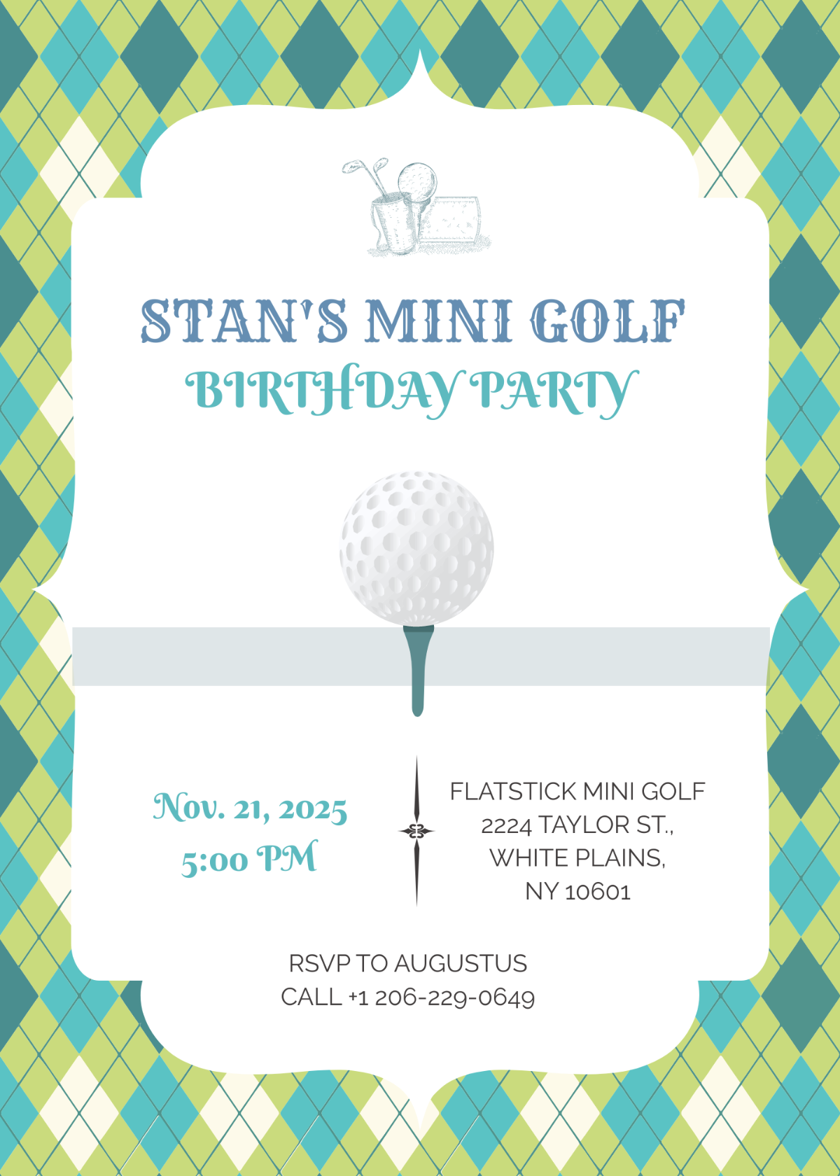 Golf Birthday Party Invitation Template