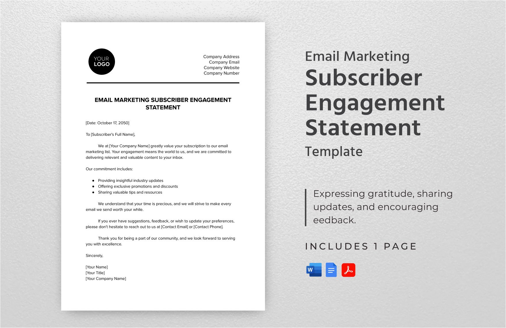 Email Marketing Subscriber Engagement Statement Template