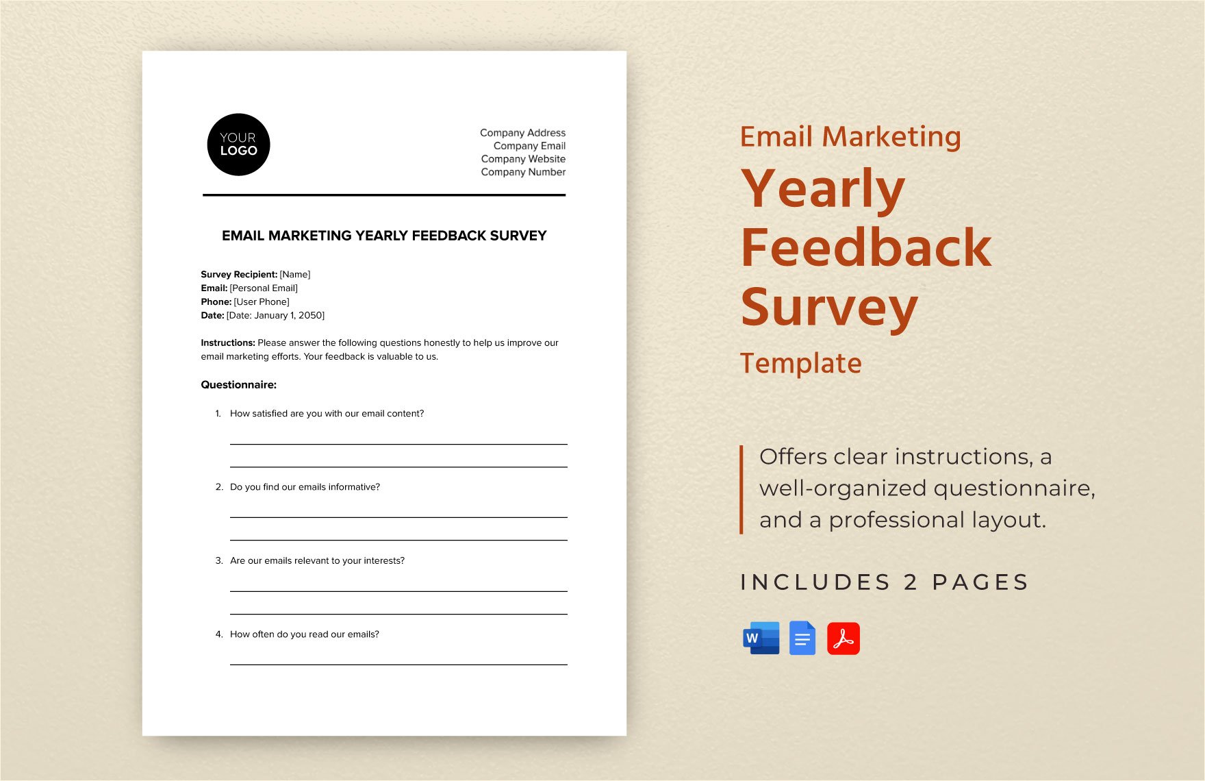 Email Marketing Yearly Feedback Survey Template