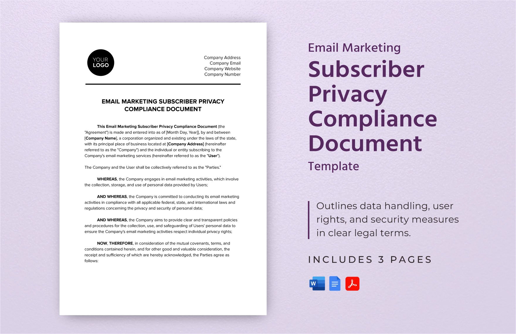 Email Marketing Subscriber Privacy Compliance Document Template