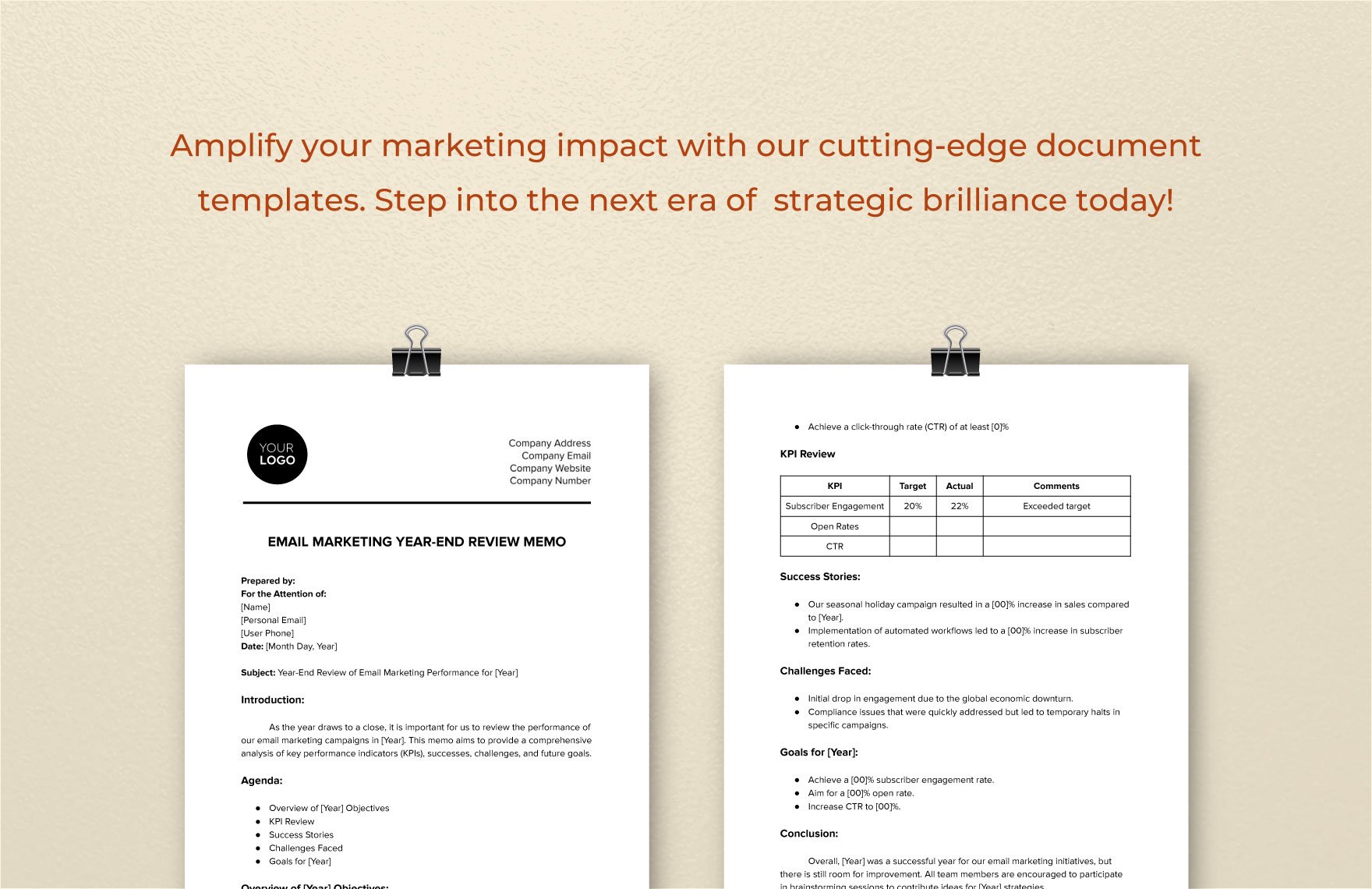 Email Marketing Year-End Review Memo Template
