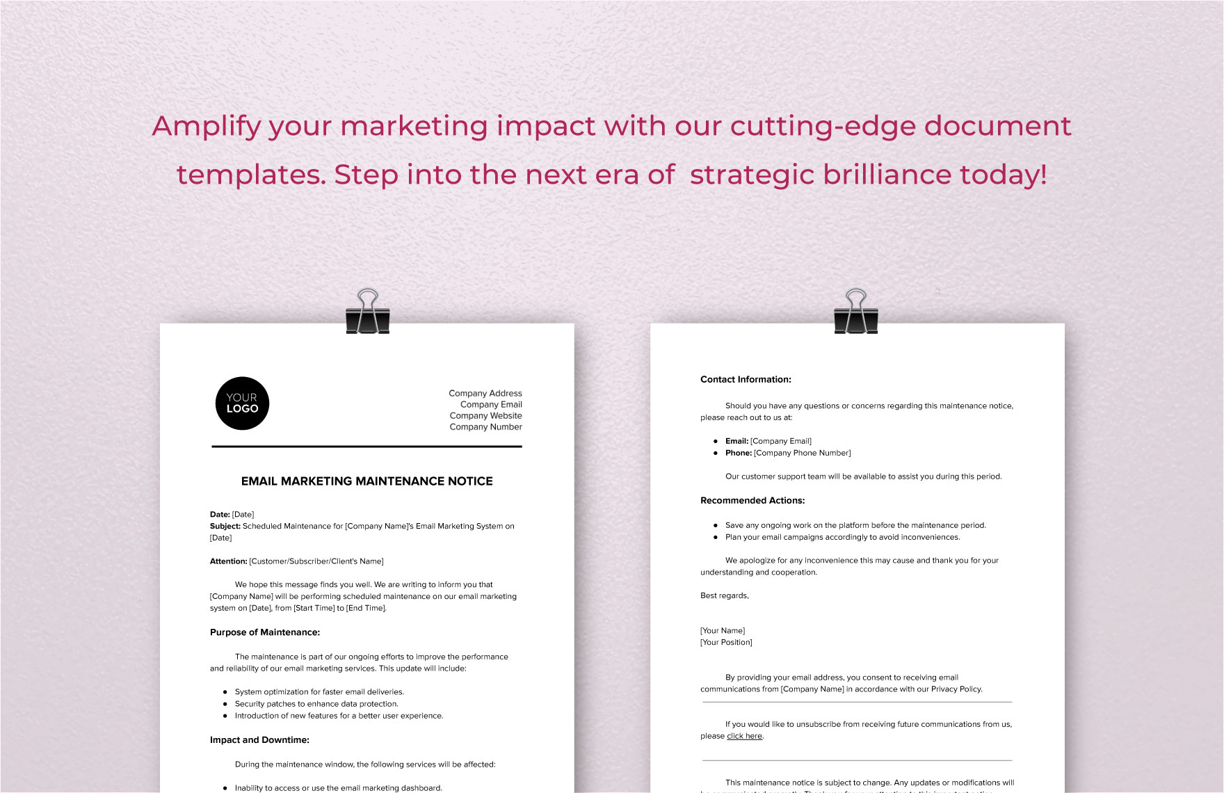 Email Marketing Maintenance Notice Template