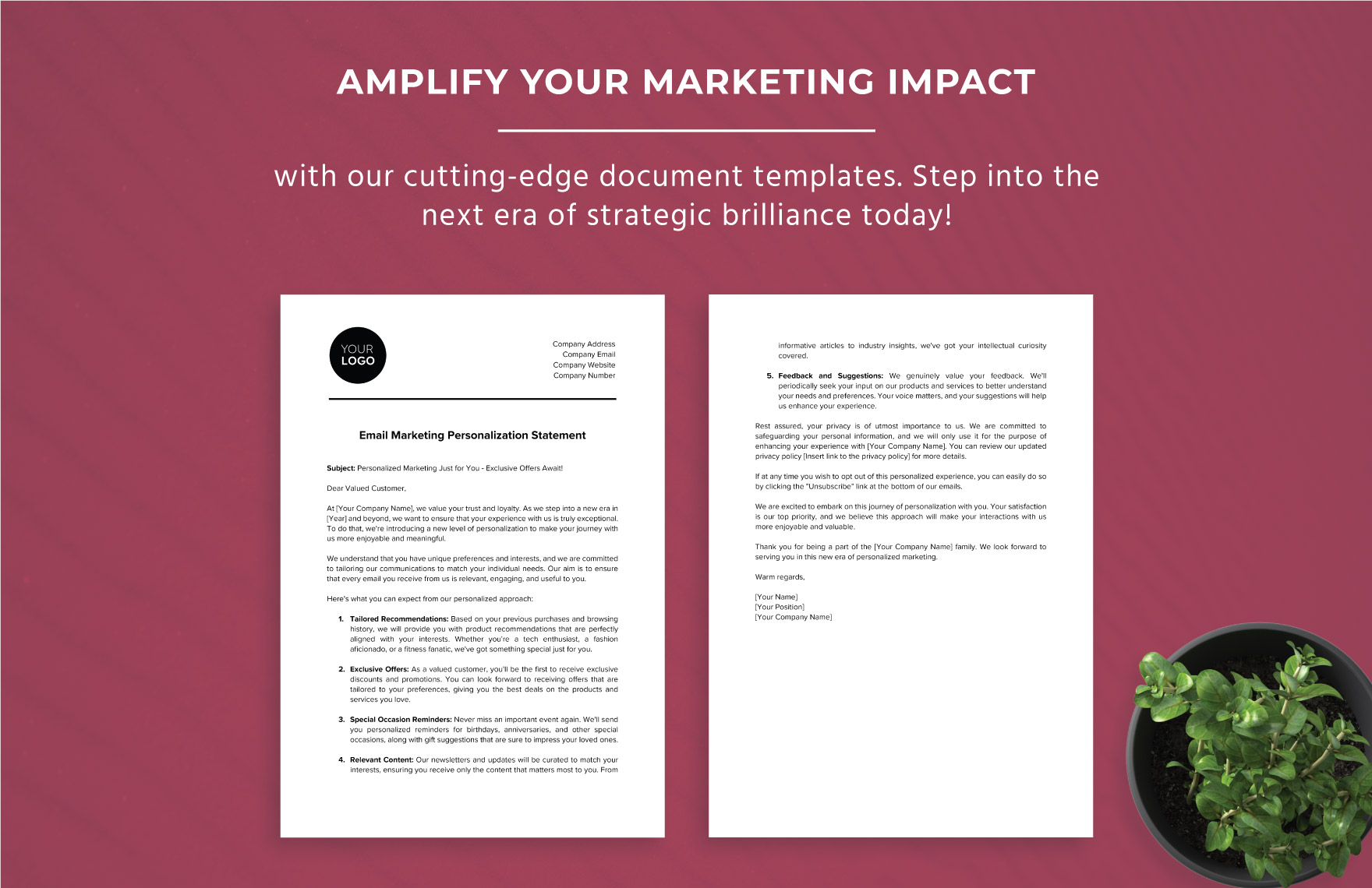 Email Marketing Personalization Statement Template