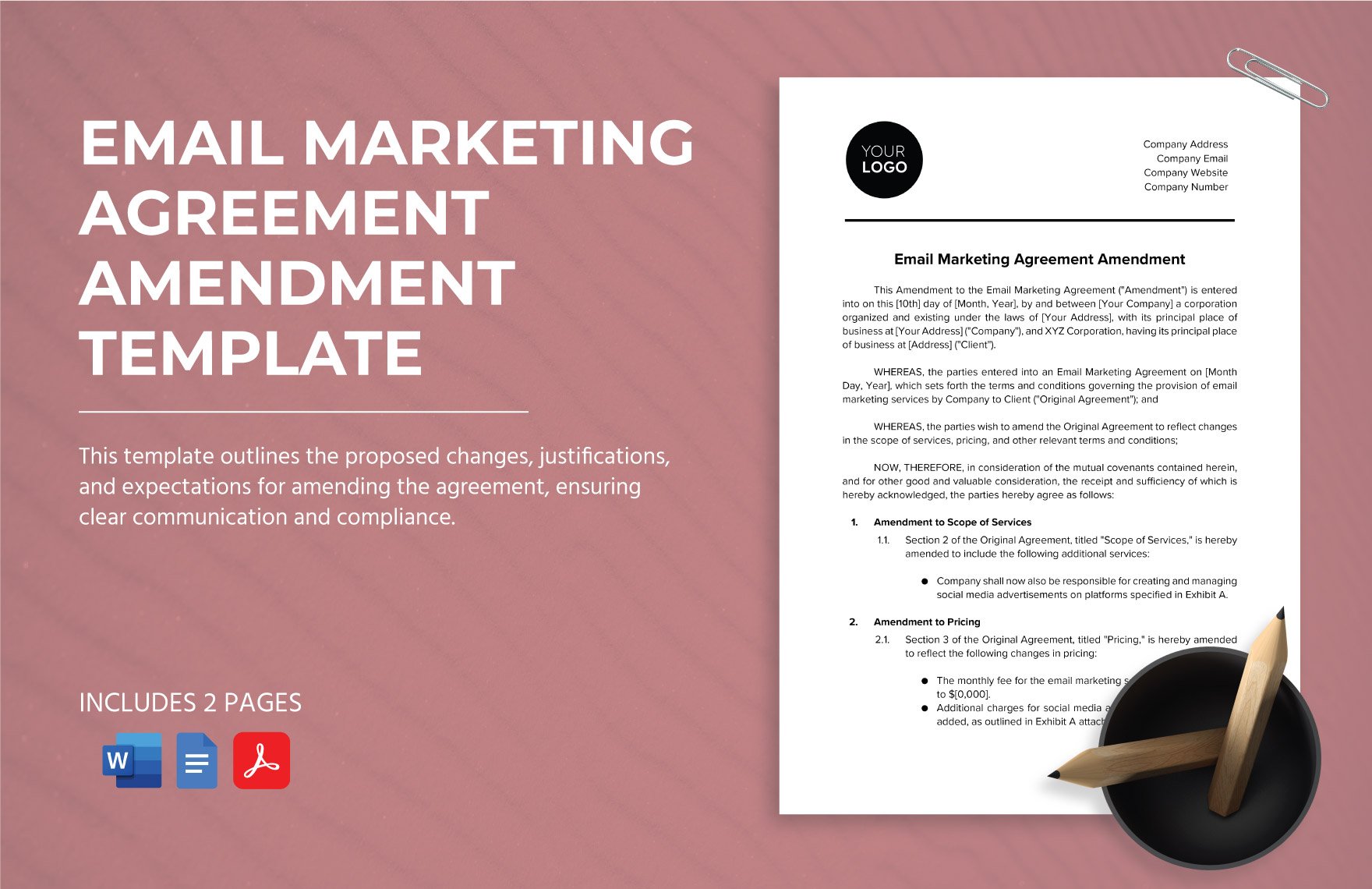 Email Marketing Agreement Amendment Template