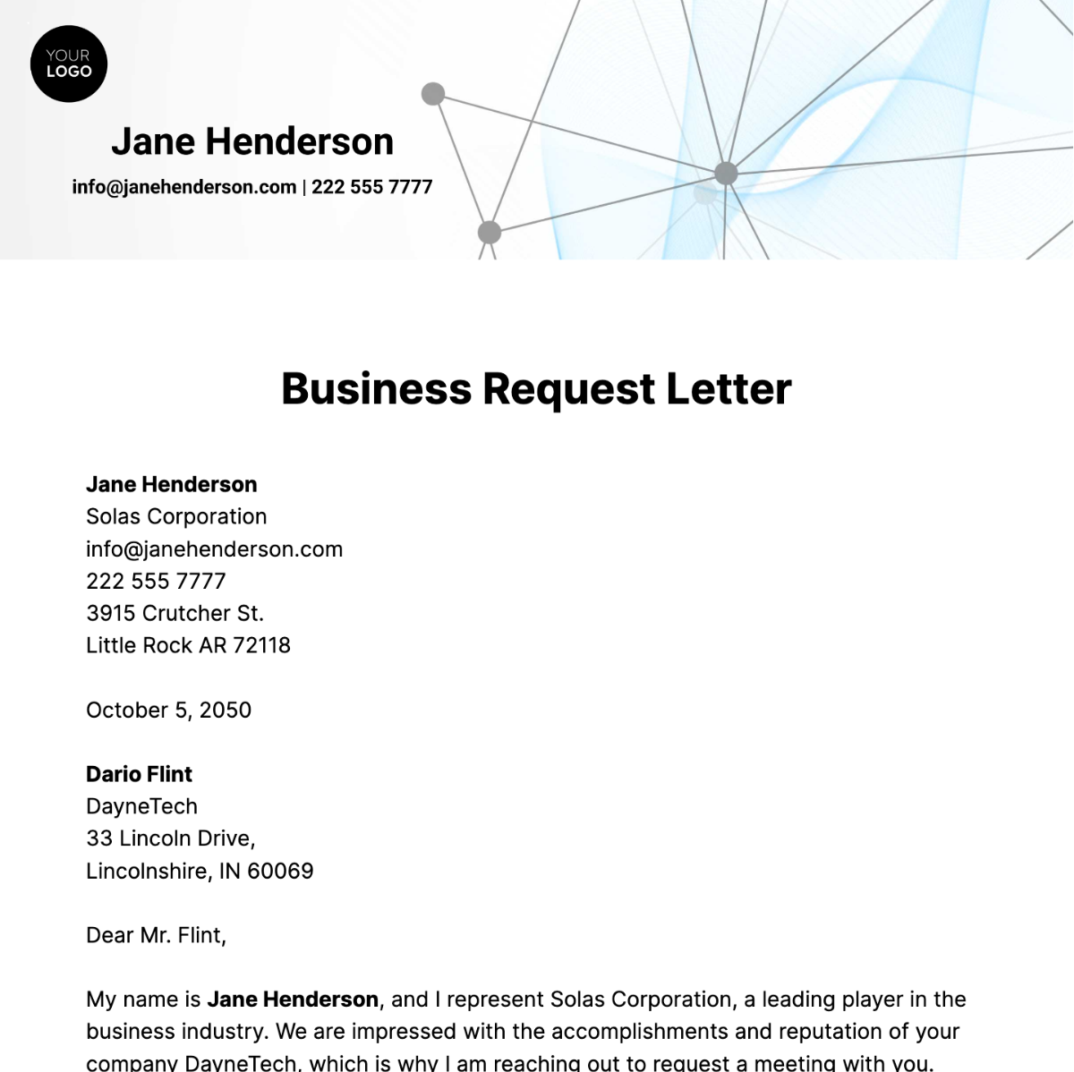 Business Request Letter  Template