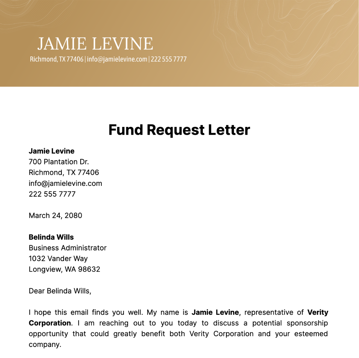 Fund Request Letter  Template