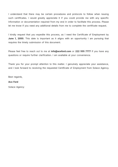 Free Request Letter Certificate  Template to Edit Online