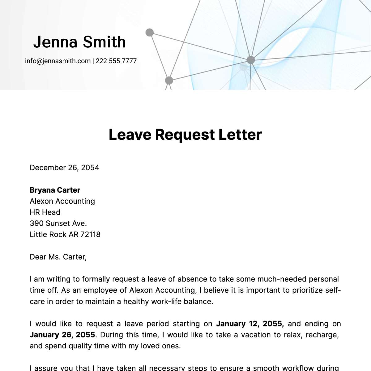 Leave Request Letter  Template