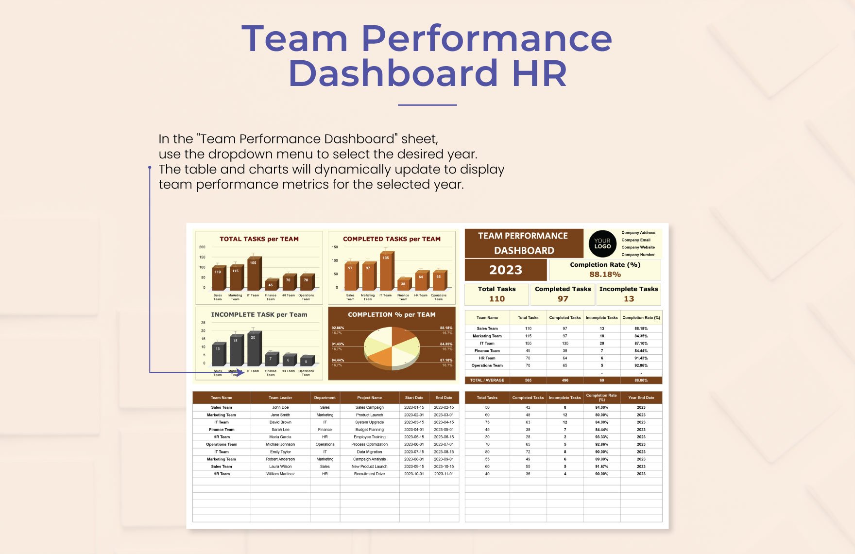 Team Performance Dashboard HR Template