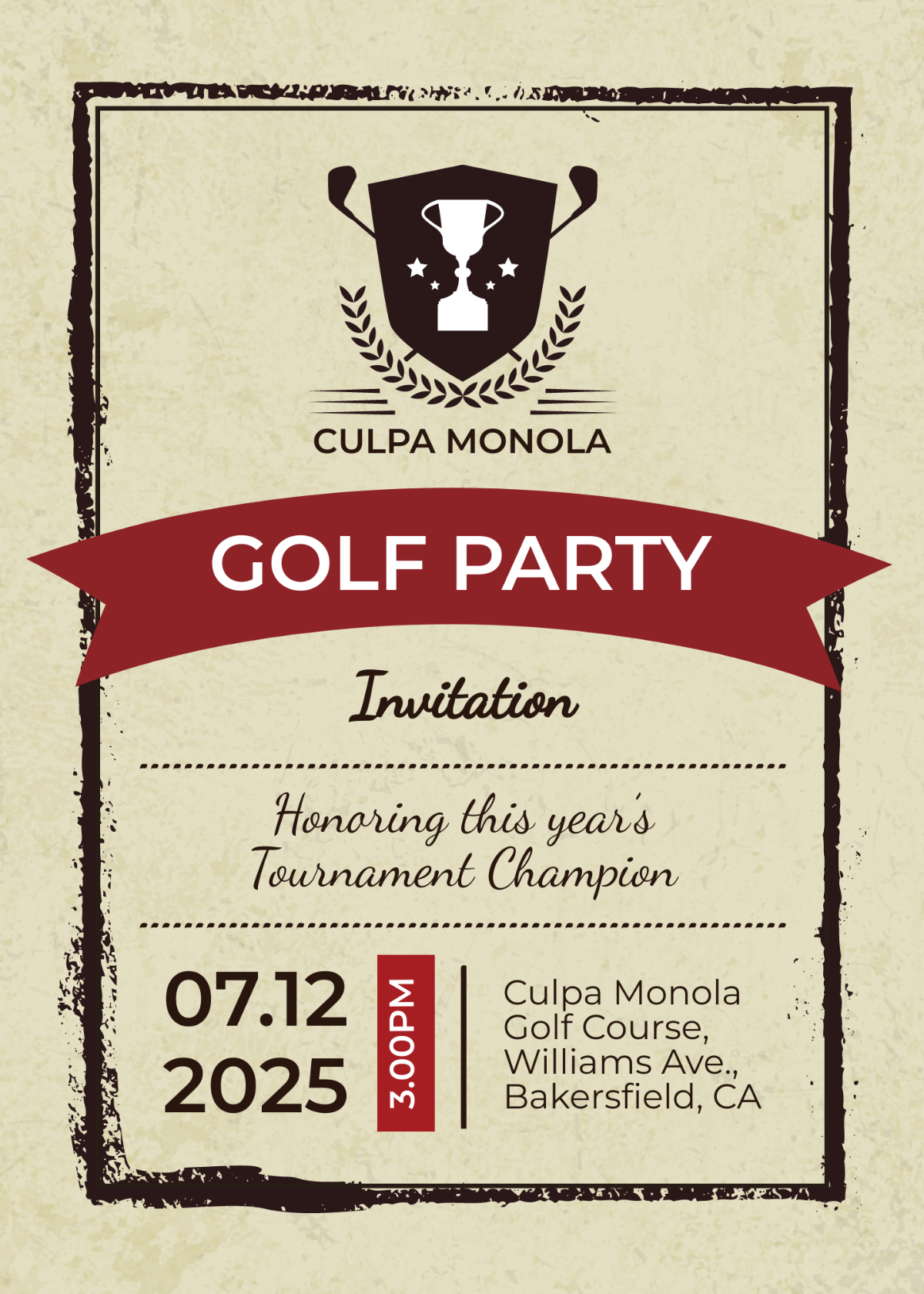 Editable Golf Party Invitation Template