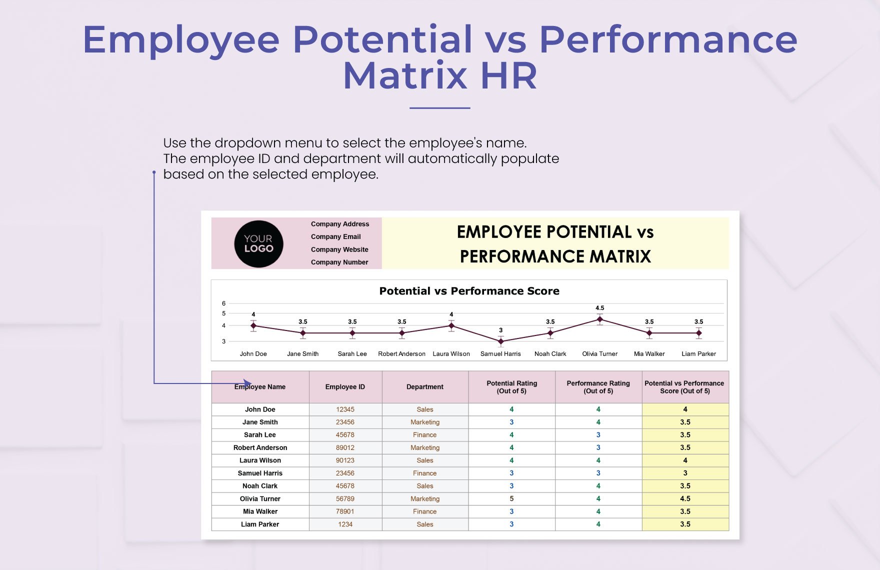 Employee Potential vs Performance Matrix HR Template