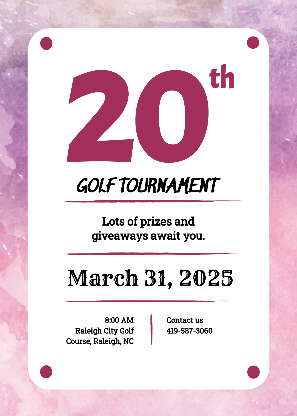 Golf Tournament Celebration Invitation
