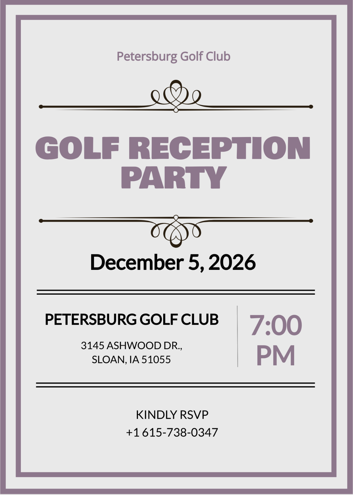 Golf Reception Party Invitation Template