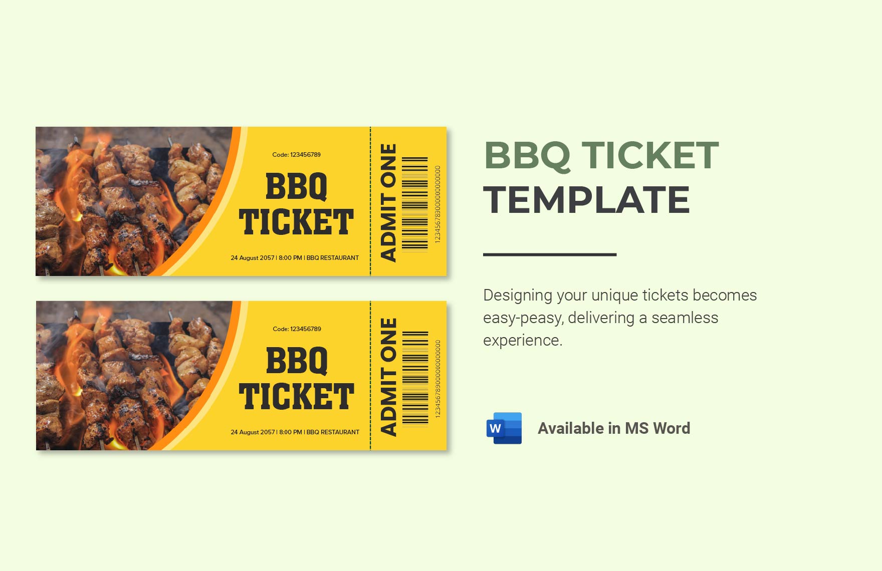 BBQ Ticket Template Download In Word Template