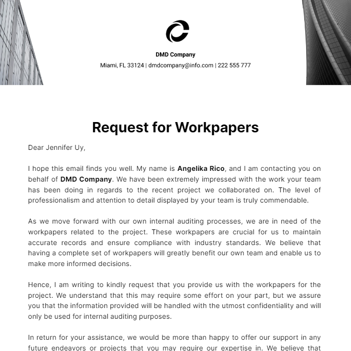 Request Letter Example  Template