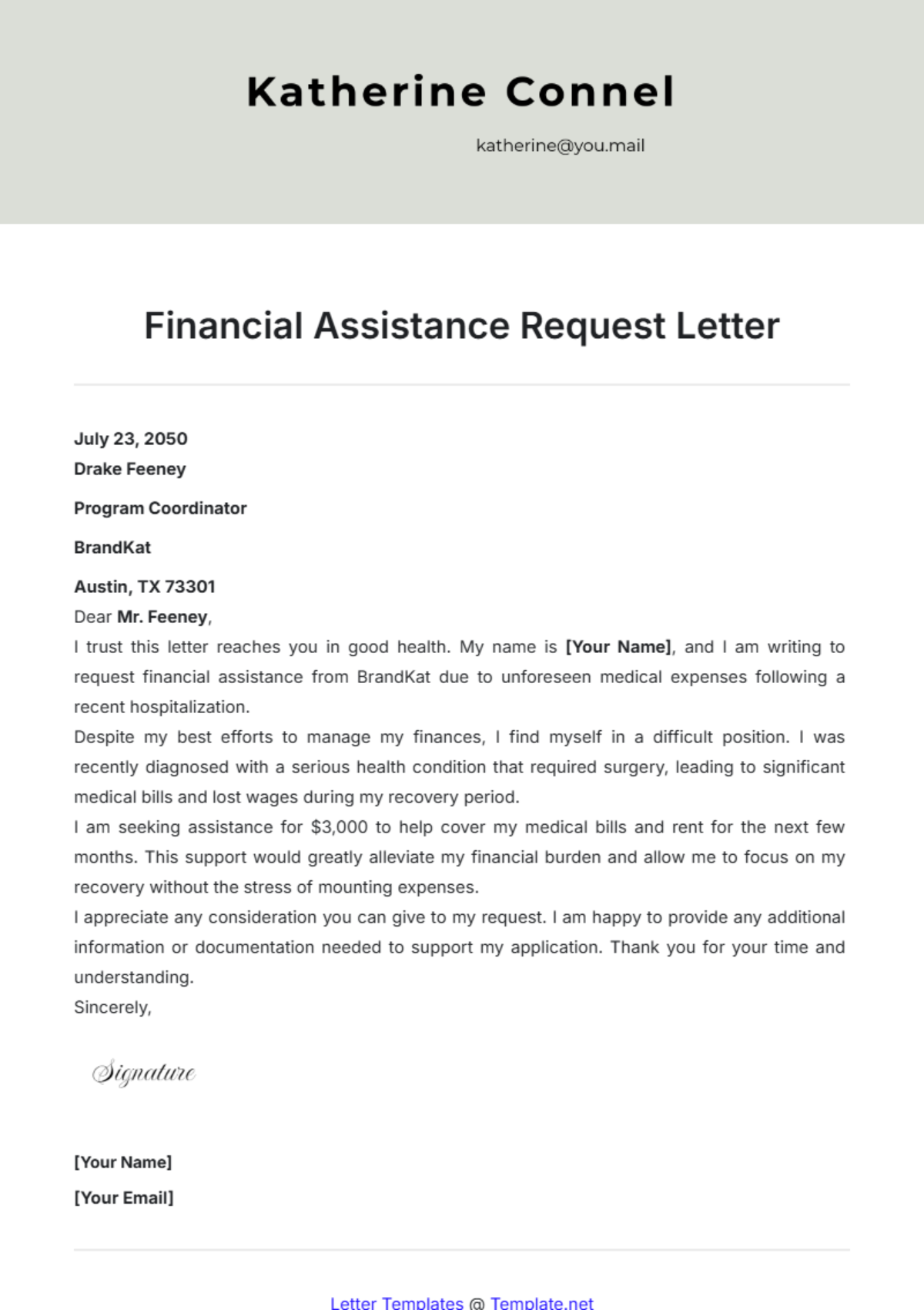 Request Letter for Financial Assistance Template - Edit Online & Download