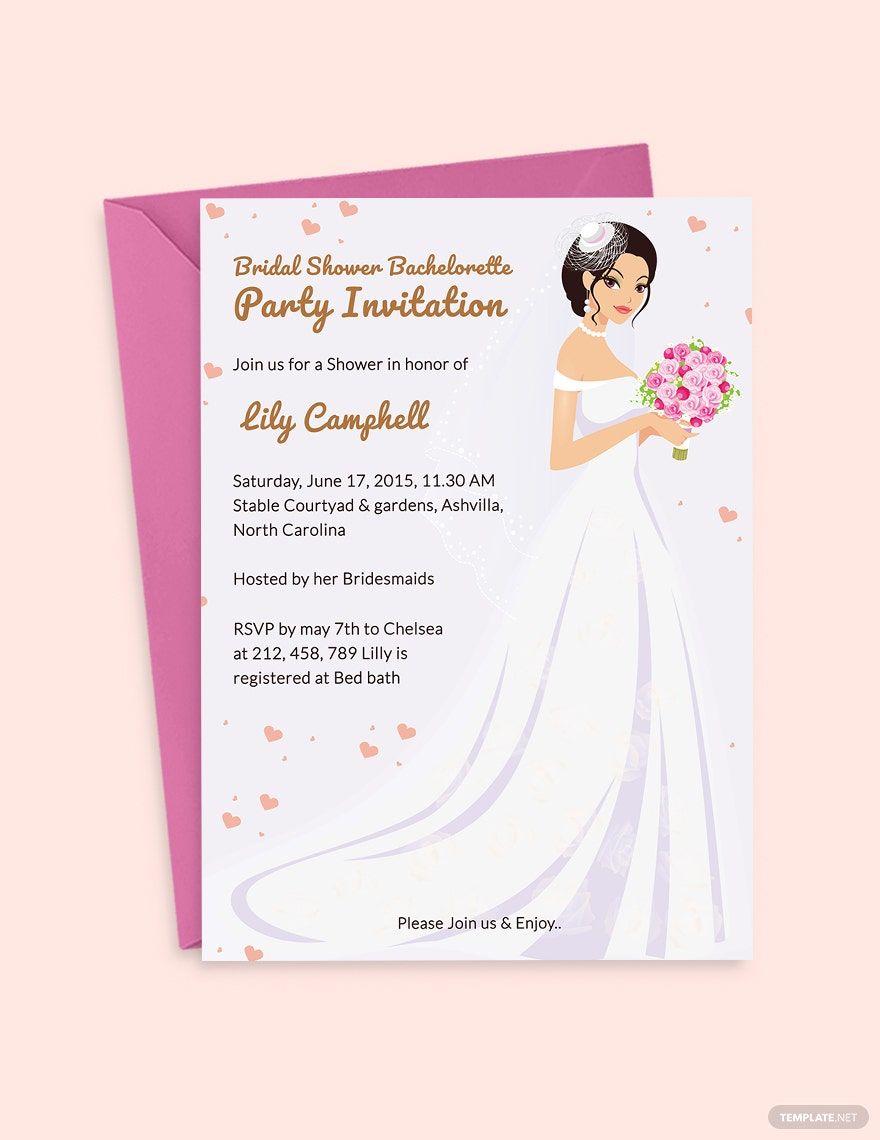 Free Bridal Shower Bachelorette Party Invitation Template