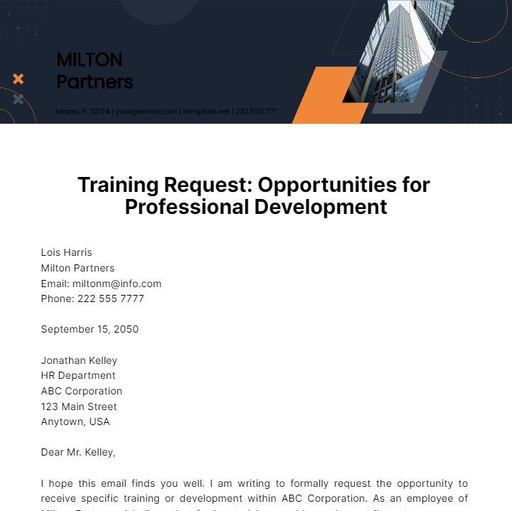 Training Request Letter  Template