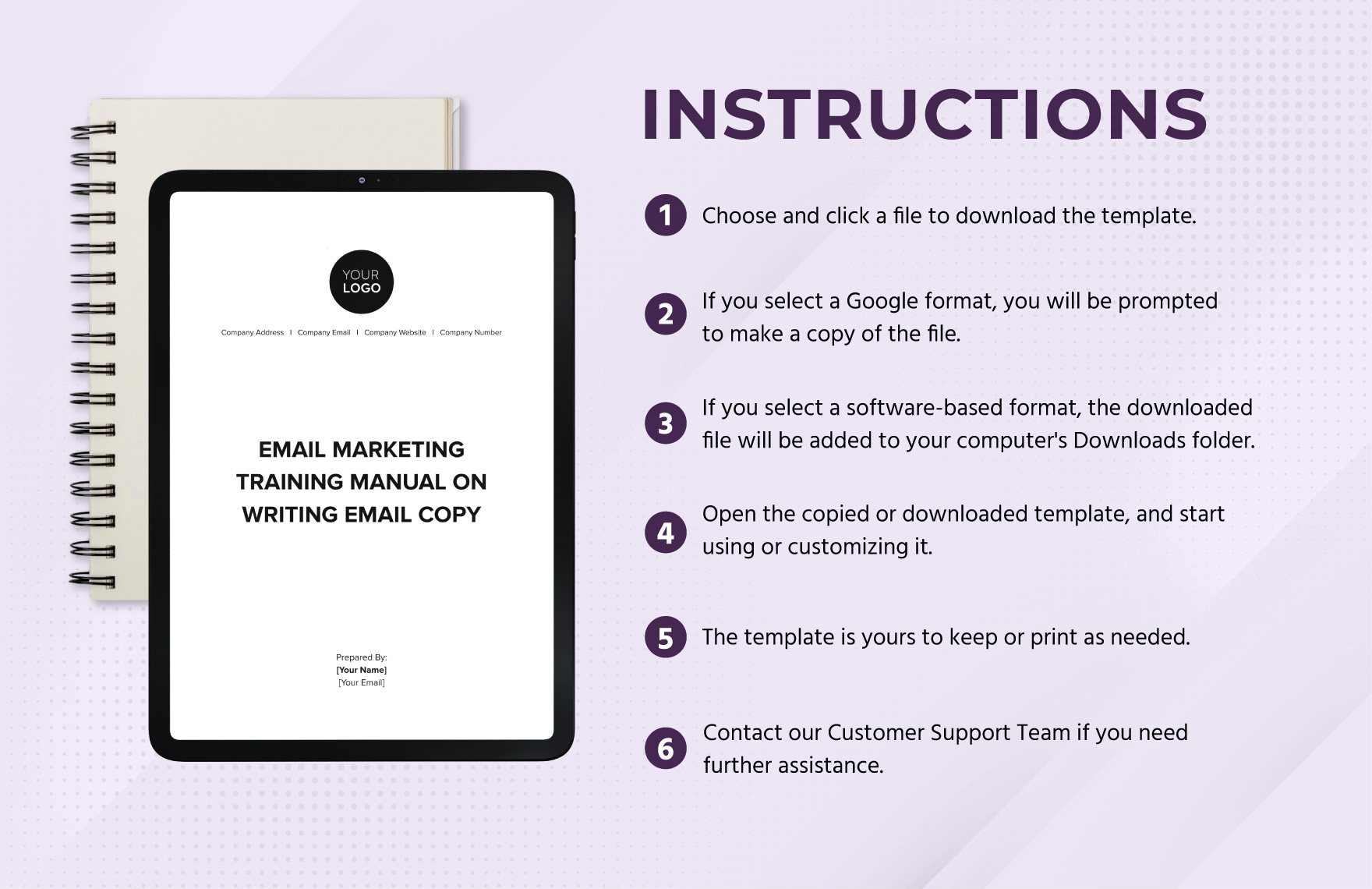 Email Marketing Training Manual on Writing Email Copy Template
