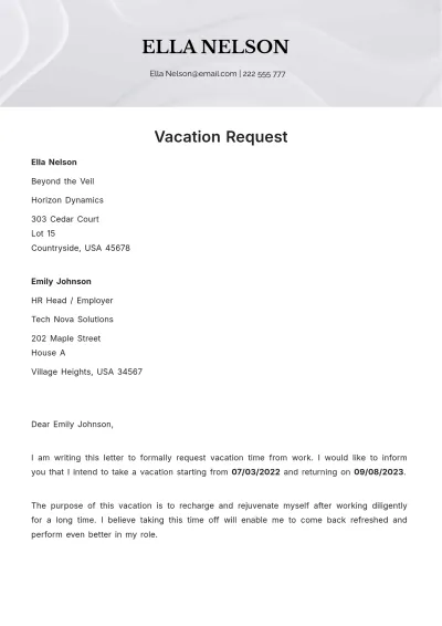 Free Authorized Vacation Letter Template to Edit Online