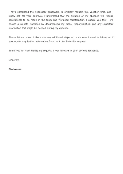 Free Authorized Vacation Letter Template to Edit Online