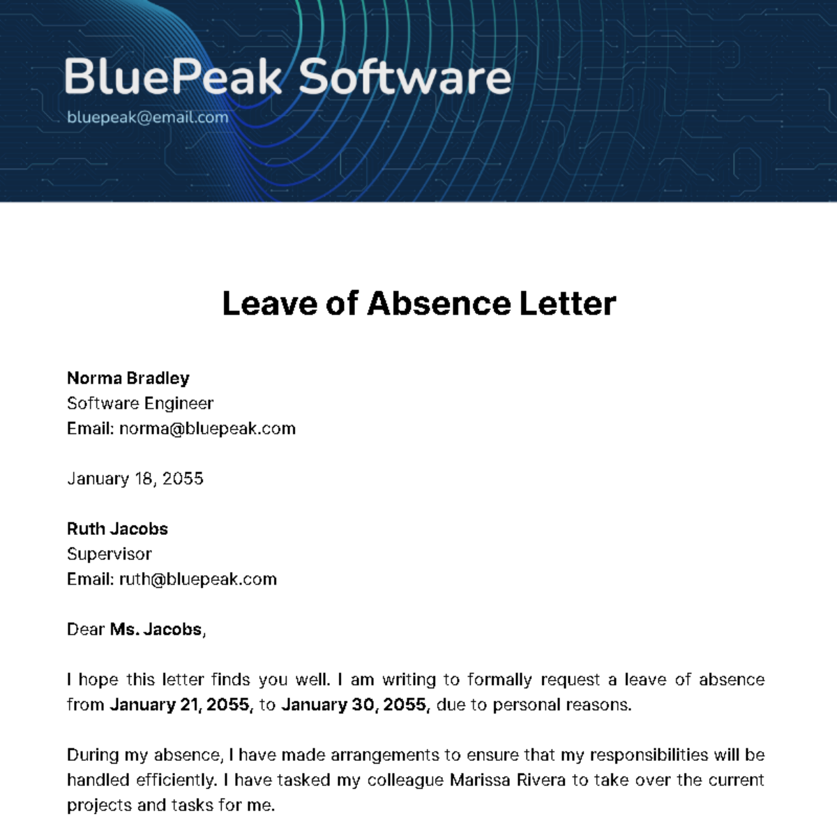 Leave of Absence Letter Template