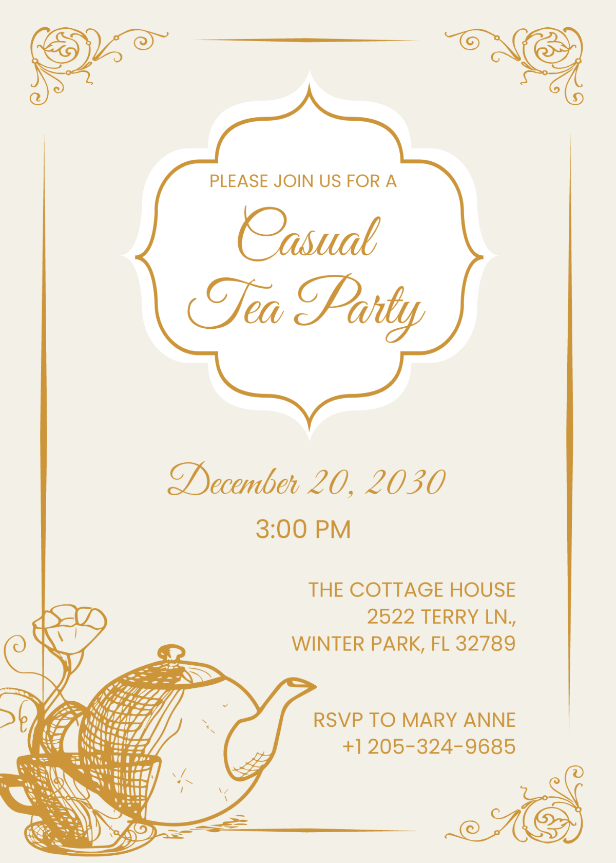 Simple Tea Party Invitation Template