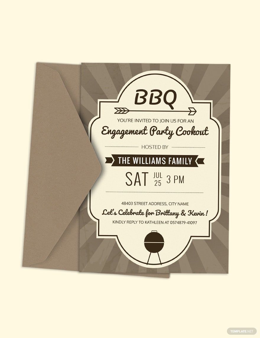 Engagement BBQ Party Invitation Template