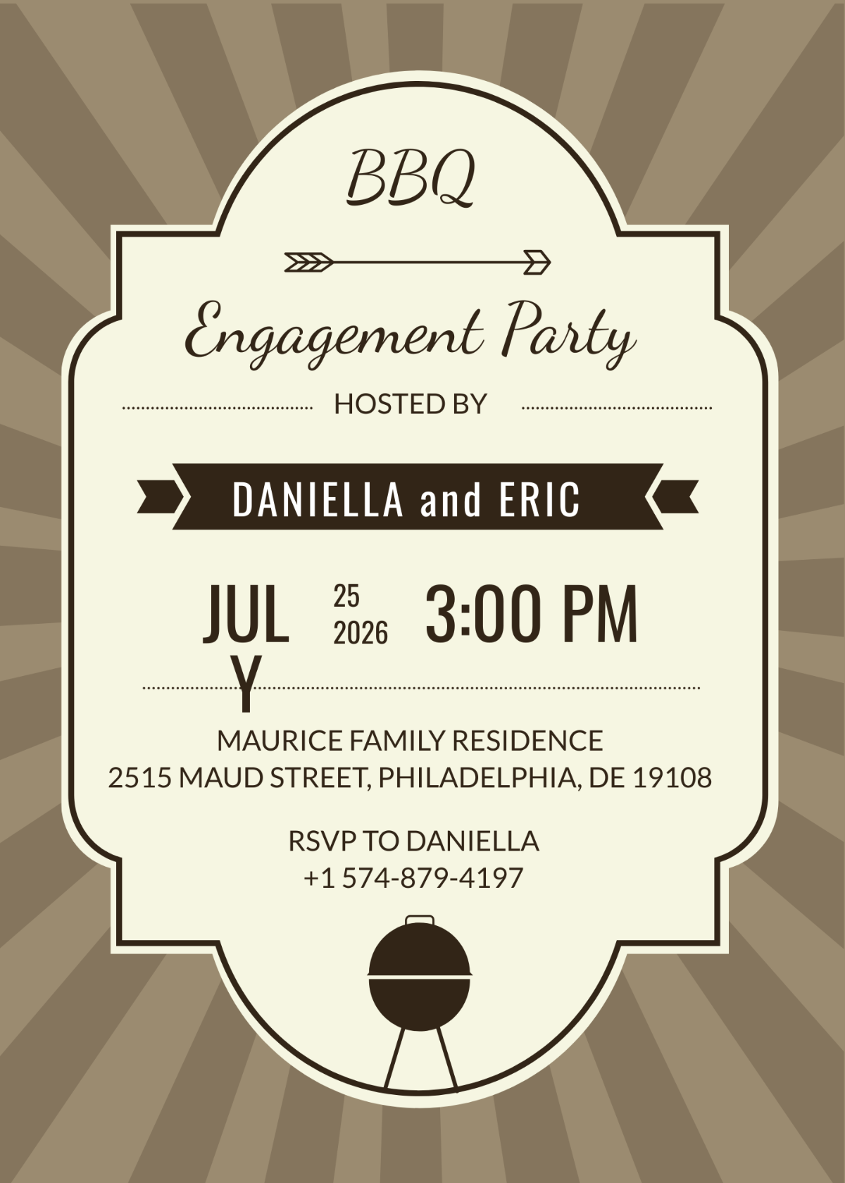 Engagement BBQ Party Invitation Template