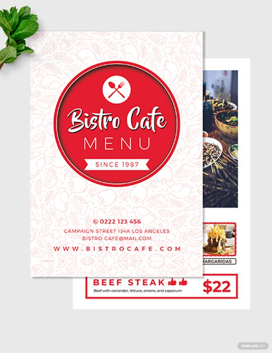 Printable Cafe Menu Table Tent Template Template