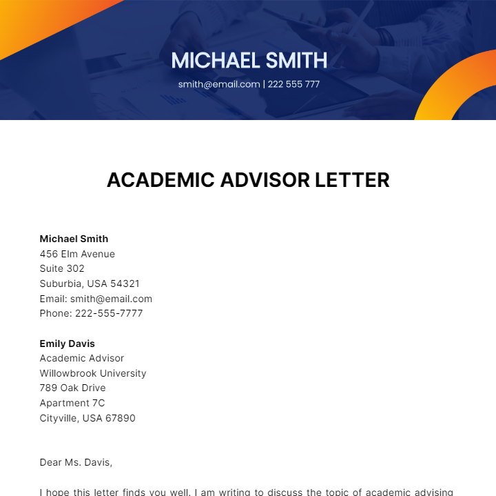 Academic Advisor Letter Template