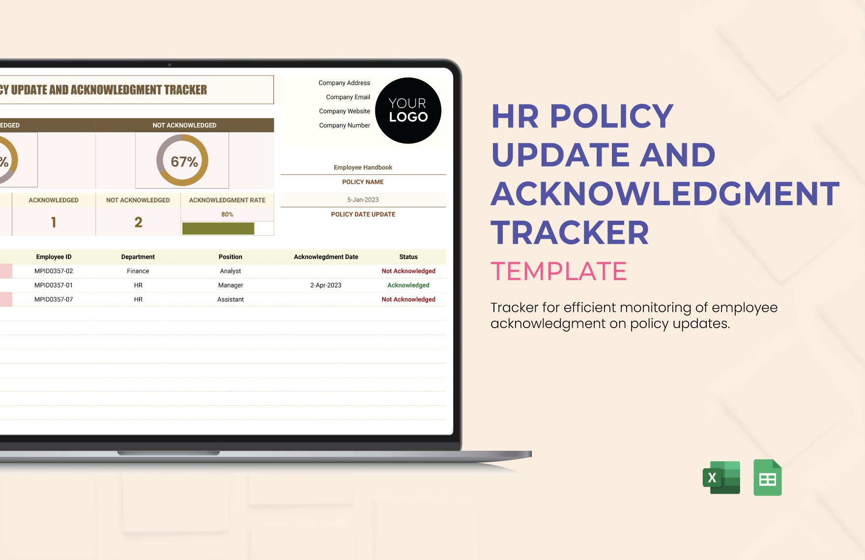 HR Policy Update and Acknowledgment Tracker Template