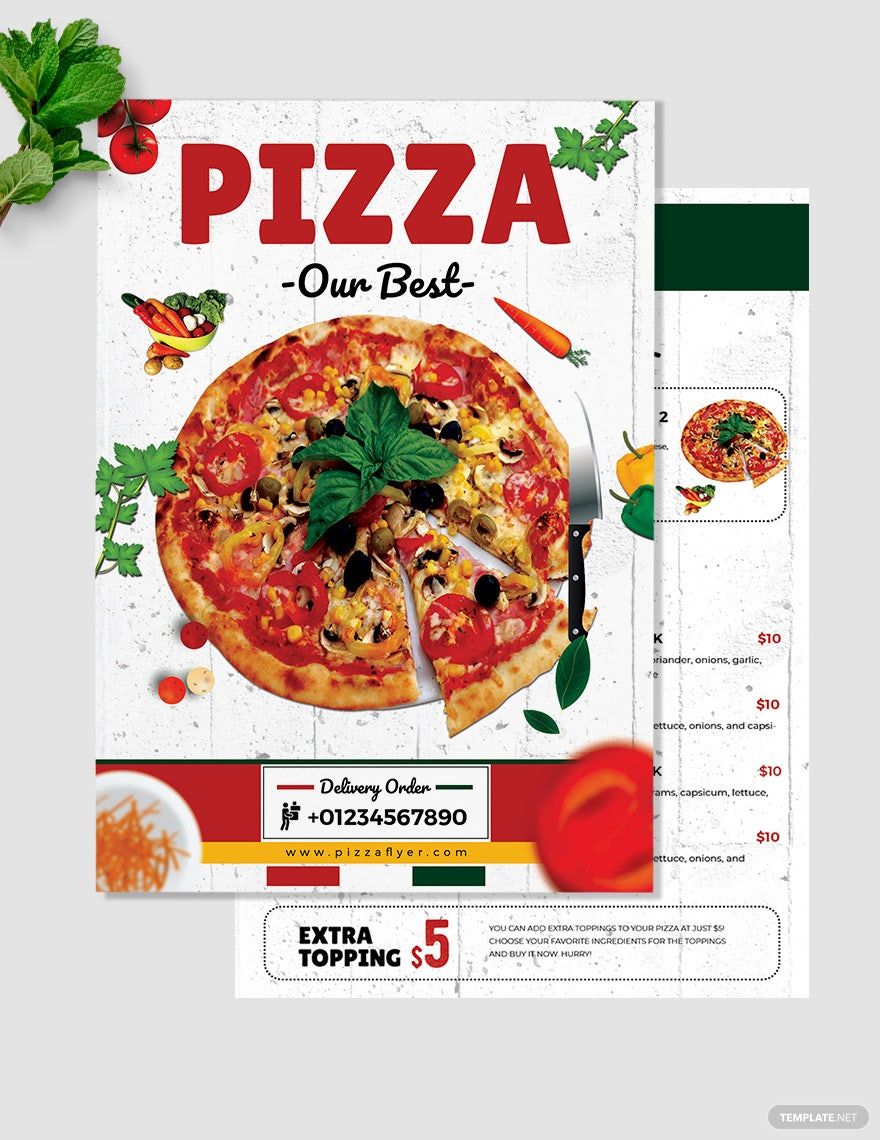 Editable Pizza Menu Table Tent Template