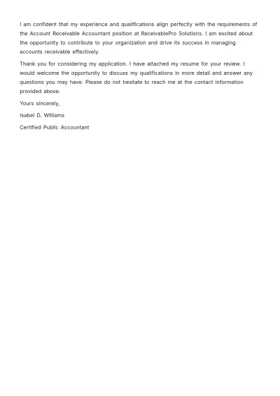 Free Accounts Receivable Accountant Cover Letter Template to Edit Online
