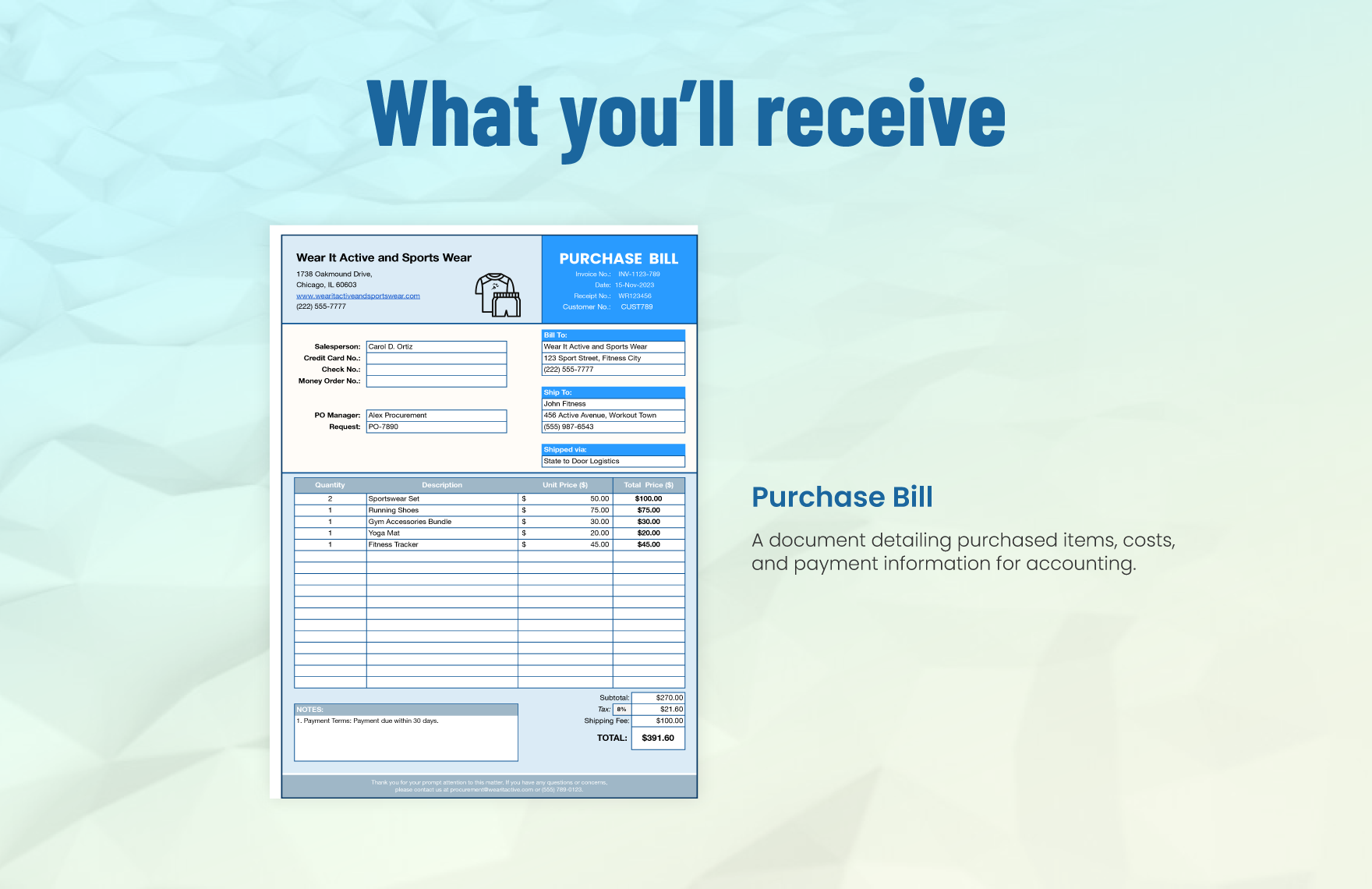 Purchase Bill Template