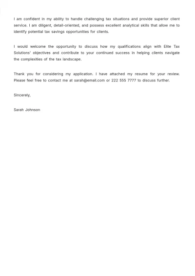Free Tax Consultant Cover Letter Template to Edit Online