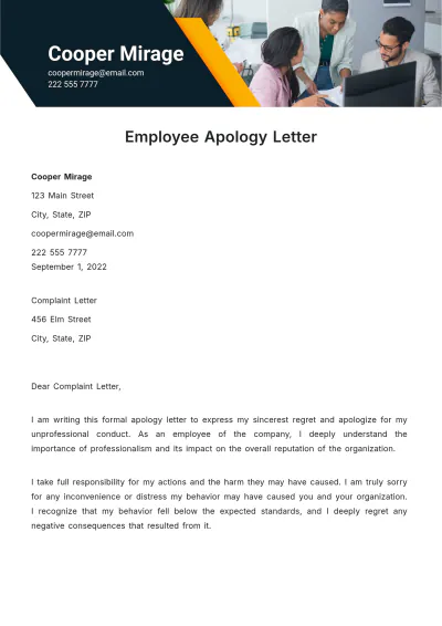 Free Employee Apology Letter Template to Edit Online