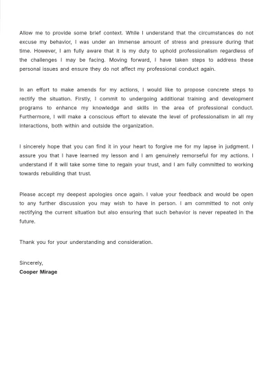 Free Employee Apology Letter Template to Edit Online