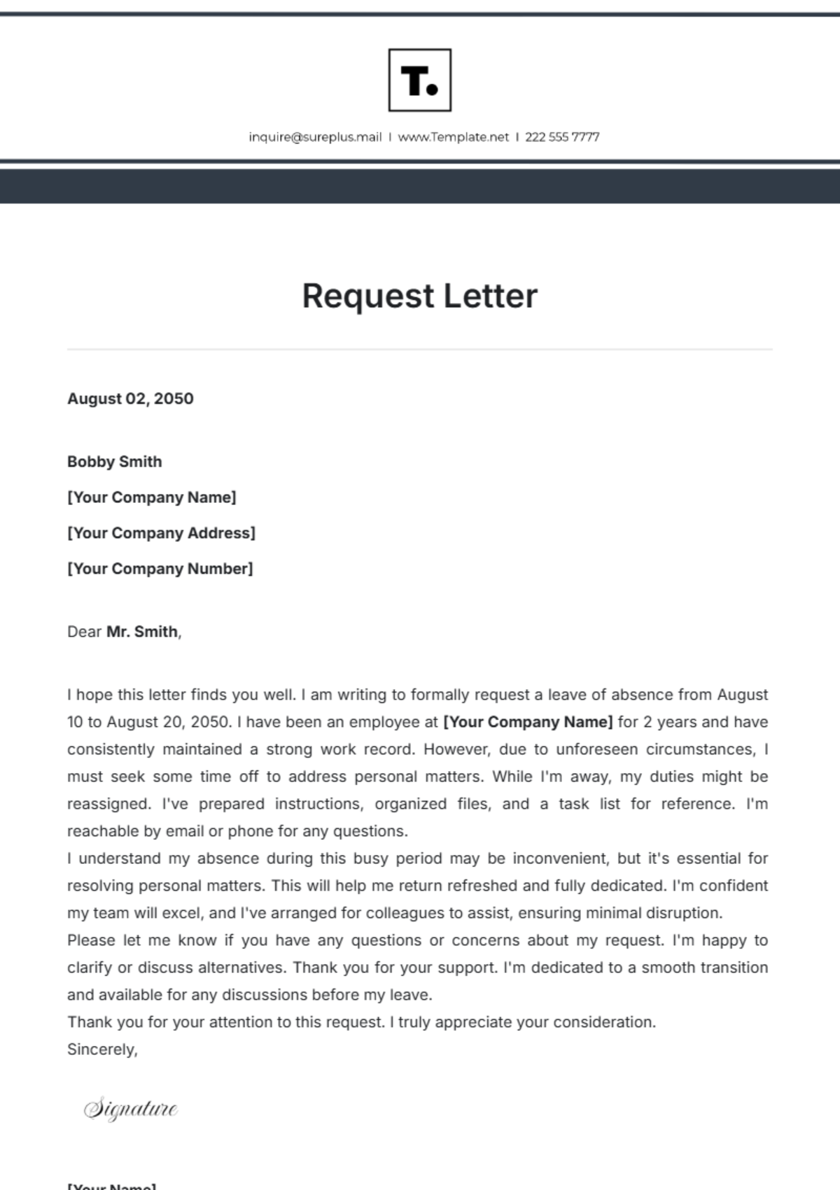 Request Letter Template - Edit Online & Download