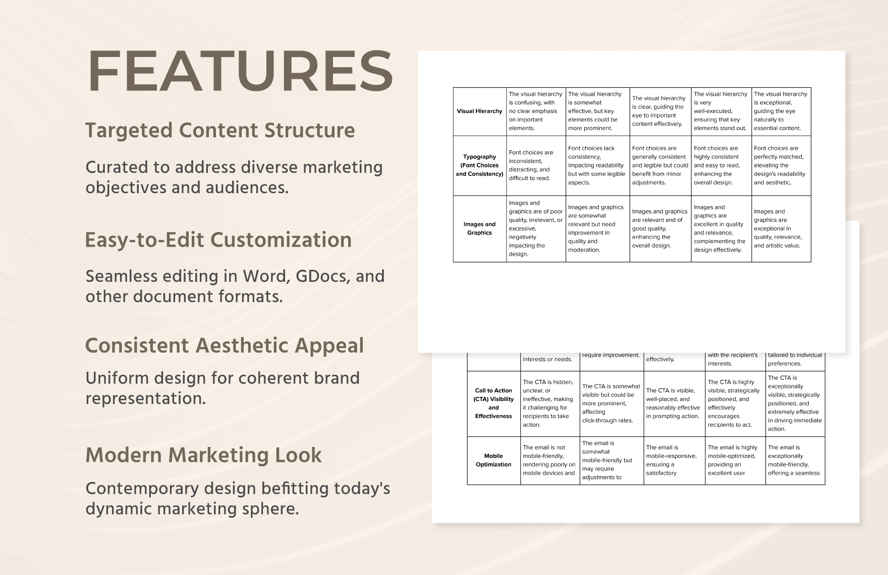 Email Marketing Design Rubric Template